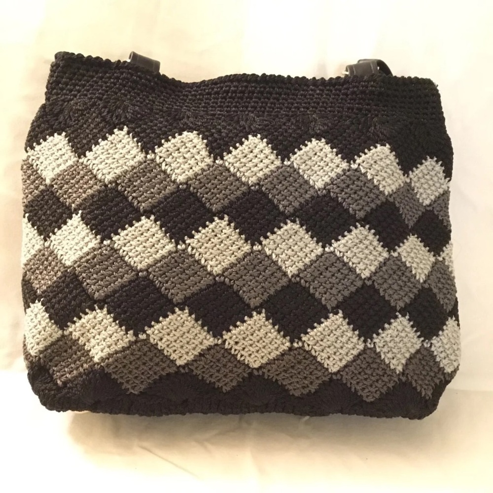 Black And Grey Diamond Artisan Handbag